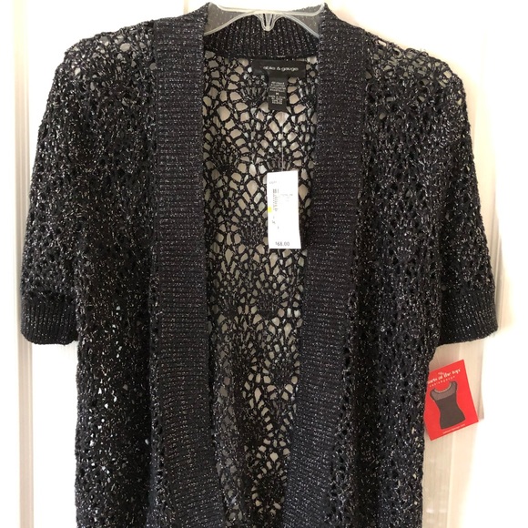 Cable & Gauge Black/Silver Open Crocheted Jacket - Picture 3 of 6